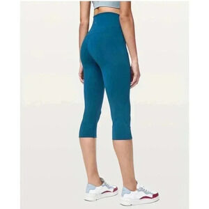 Lululemon In Movement Crop Everlux Deep Marine Blue Size 6